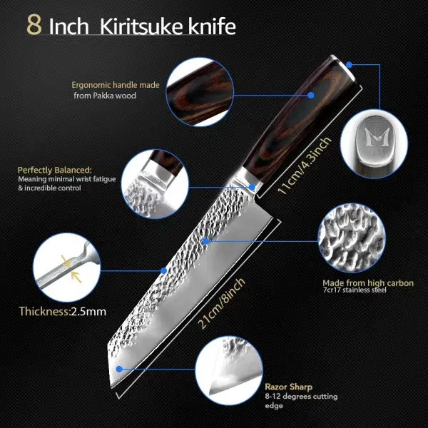 Kitchen Knife 8 inch Professional Japanese Chef Knives 7CR17 440C High Carbon Stainless Steel Meat Cleaver 3